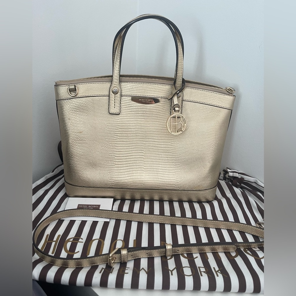 Gold lizard leather Henri bende bag